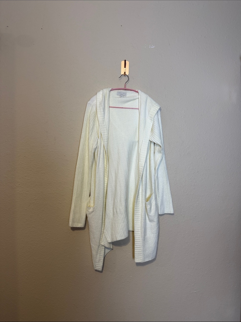 Barefoot Dreams Ultra Light Hooded‎ Seashore Cardigan In Cream Size Medium - Picture 2 of 7